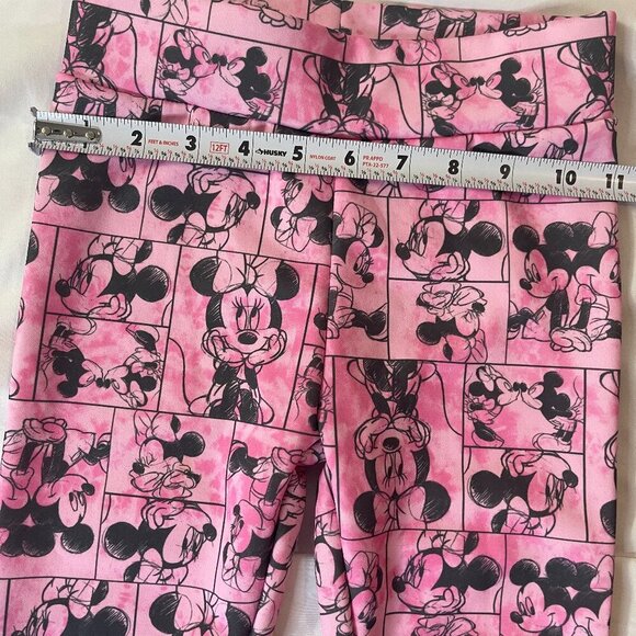 Disney Minnie Mouse leggings. Pink color with short denim shorts. Size 5. - Picture 8 of 9